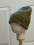 Hand Knit Merino Wool Beanie: Moss Green Double Brim Toque