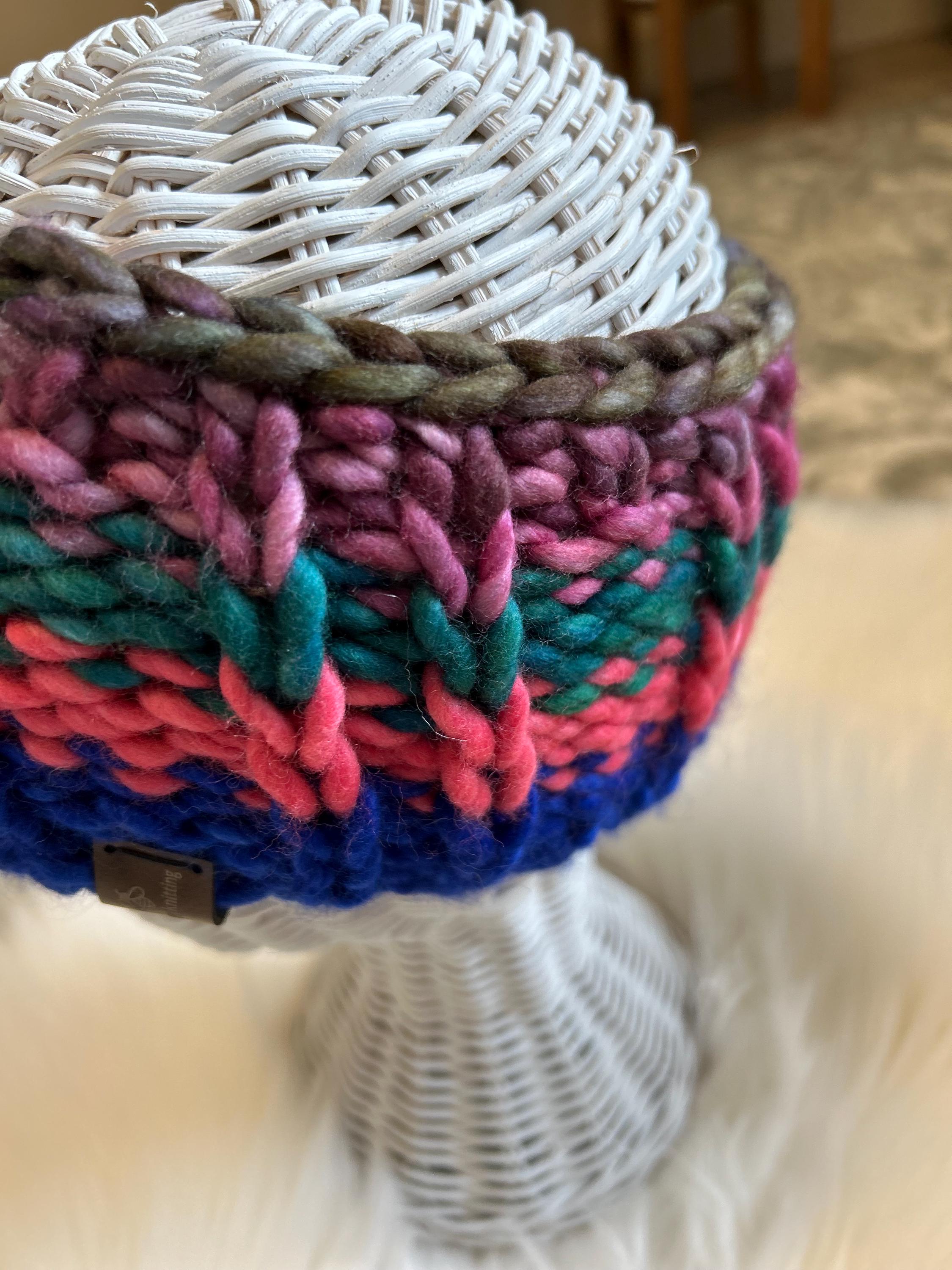 Hand Knit Wool Ear Warmer: Chunky Colorful Headband