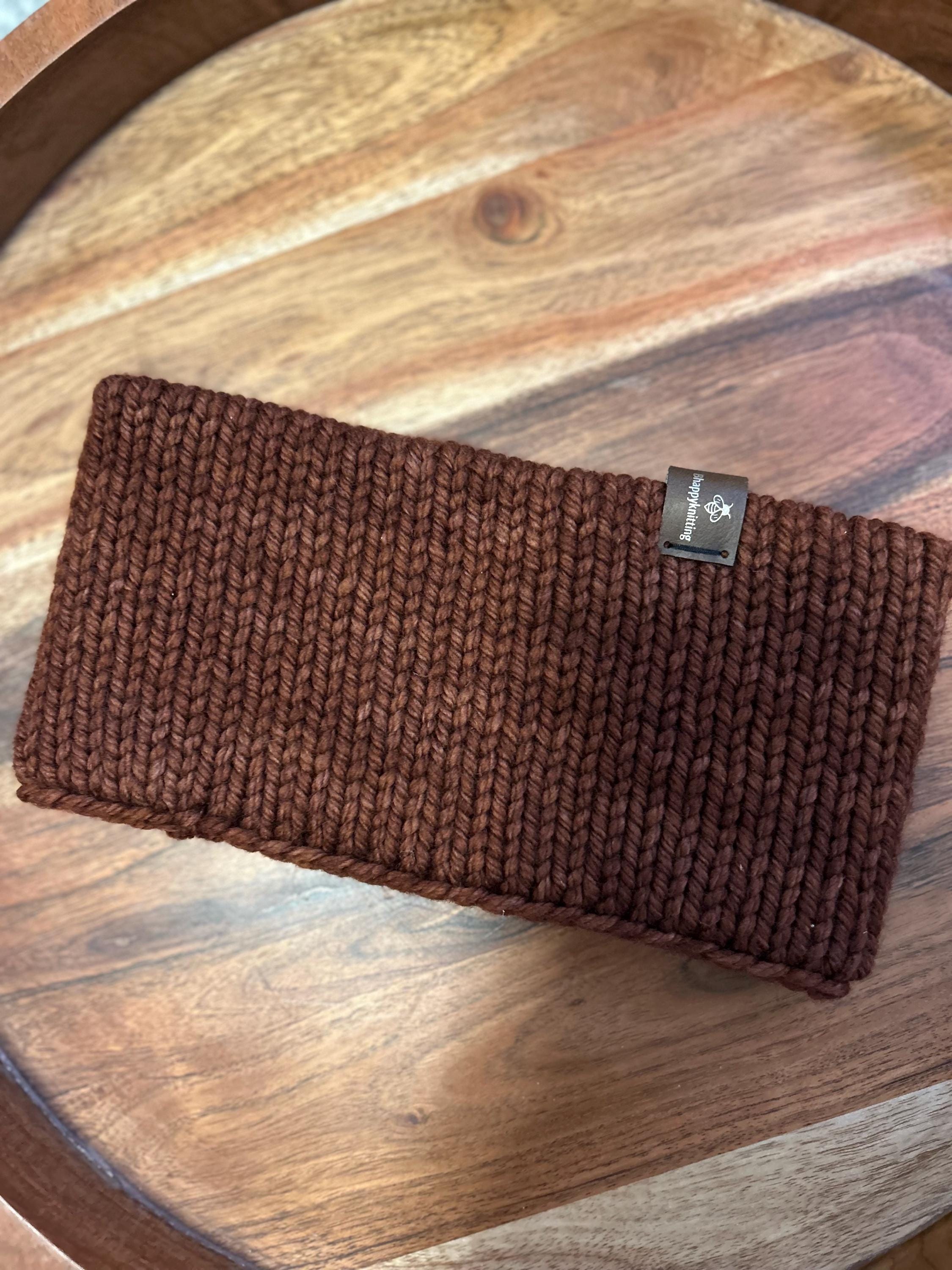 Hand knit merino wool headband - Double duty design