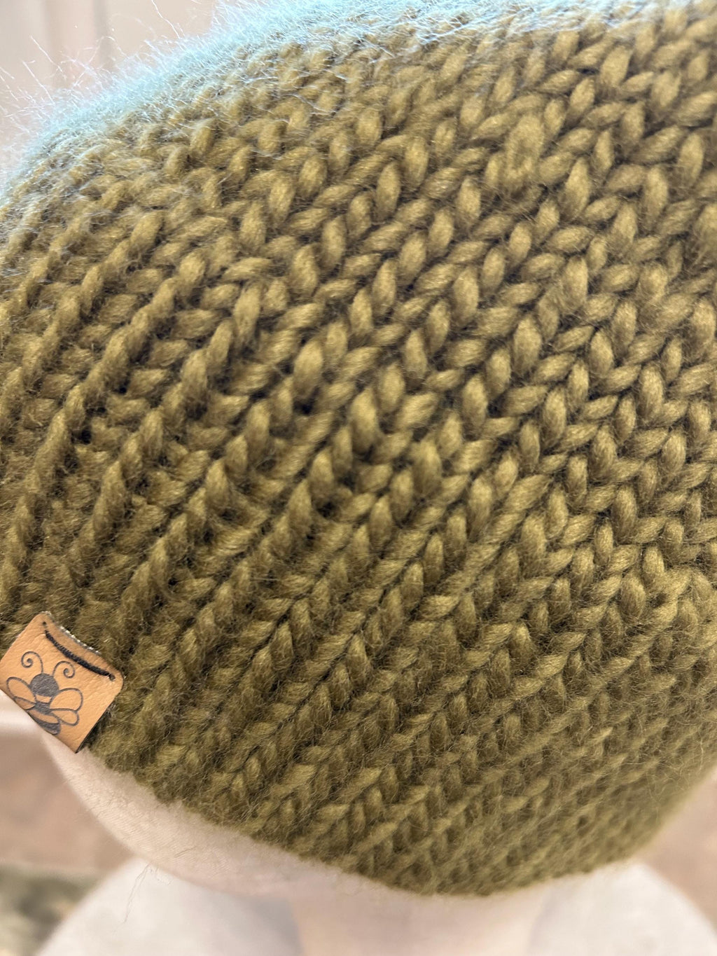 Hand Knit Merino Wool Beanie: Moss Green Double Brim Toque