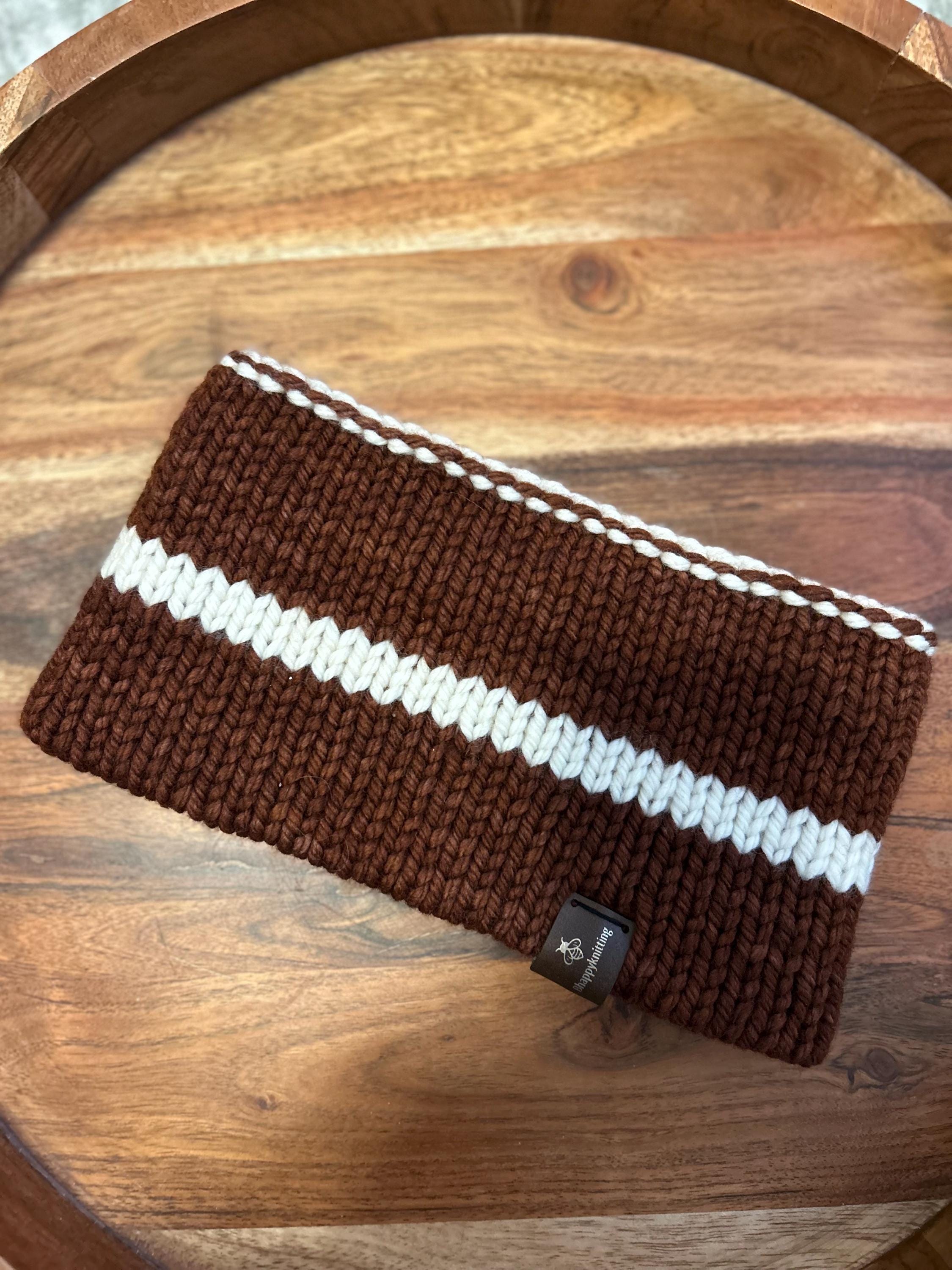 Hand knit merino wool headband - Double duty design