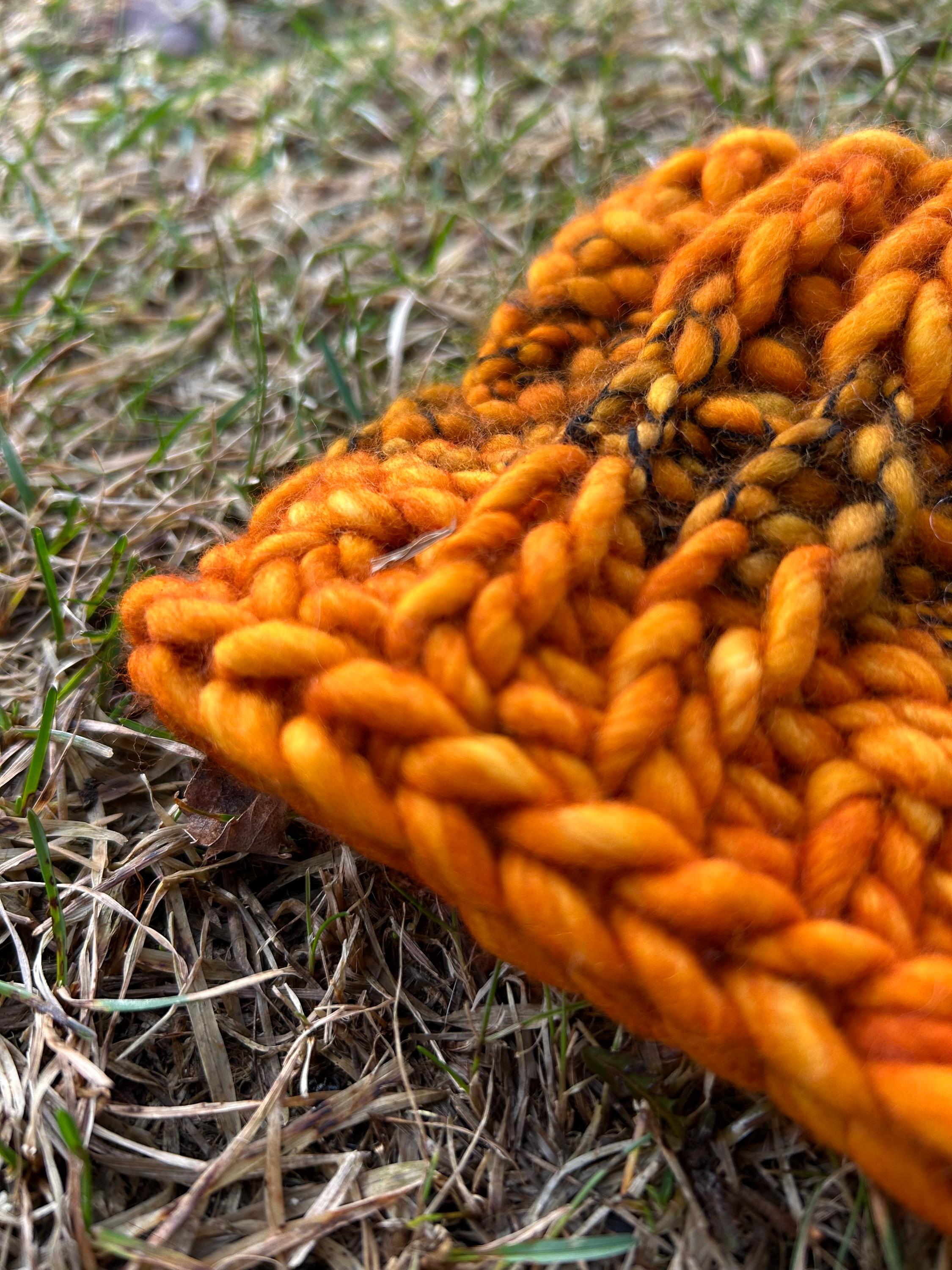 Adult size headband, Handknit, orange colour, Winterwear, messy bun, wool, winter accessory