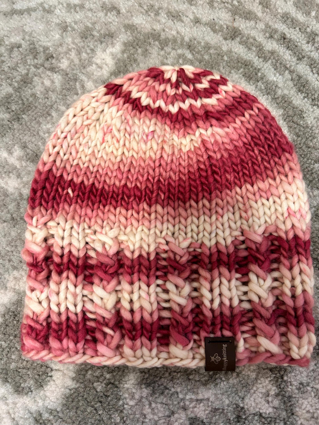 Hand Knit Merino Wool Beanie: Pink Textured Toque, valentines gift