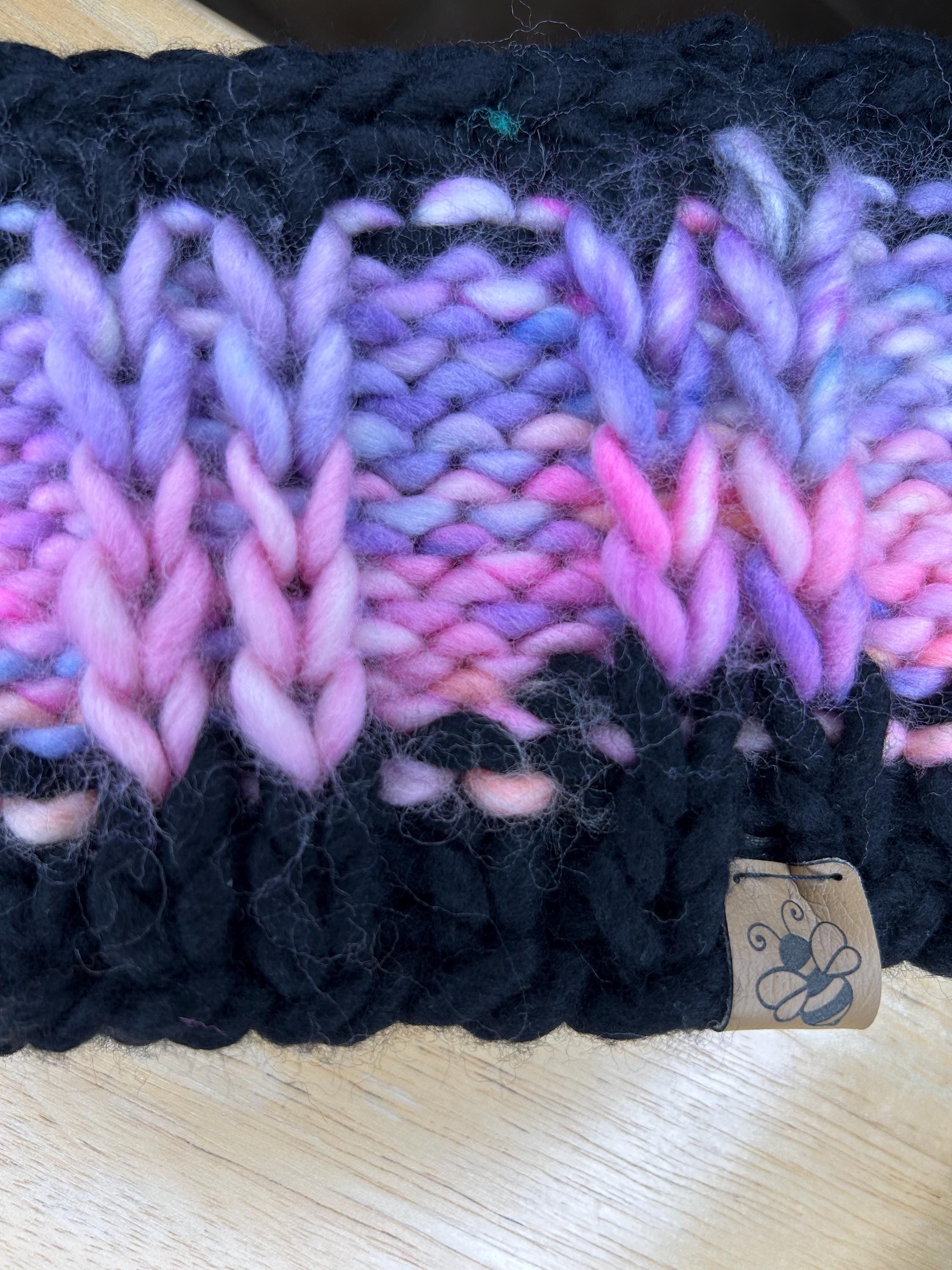 Hand Knit Wool Ear Warmer: Chunky Colorful Headband