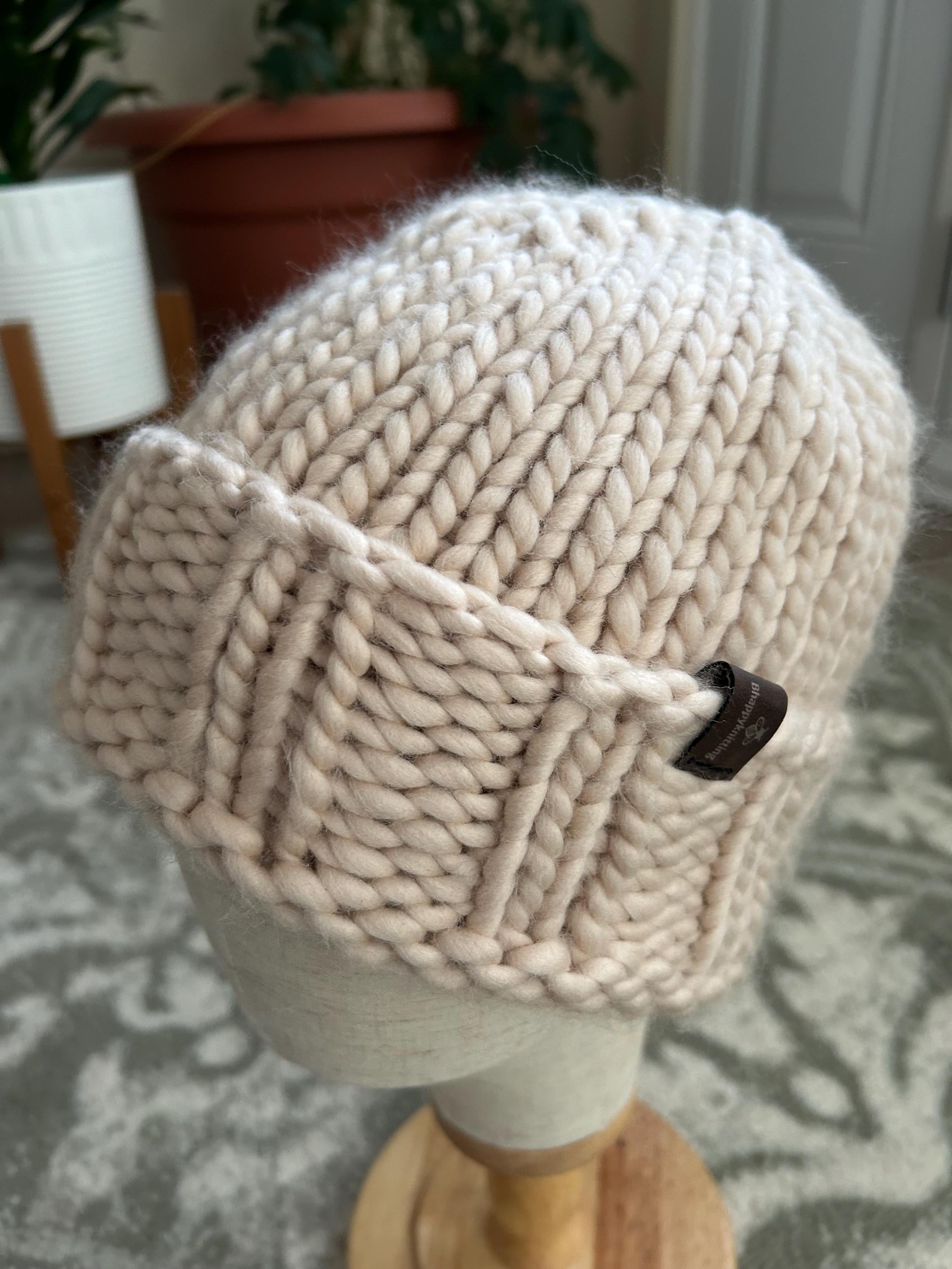 Hand Knit Merino Chunky Wool Toque — Off White