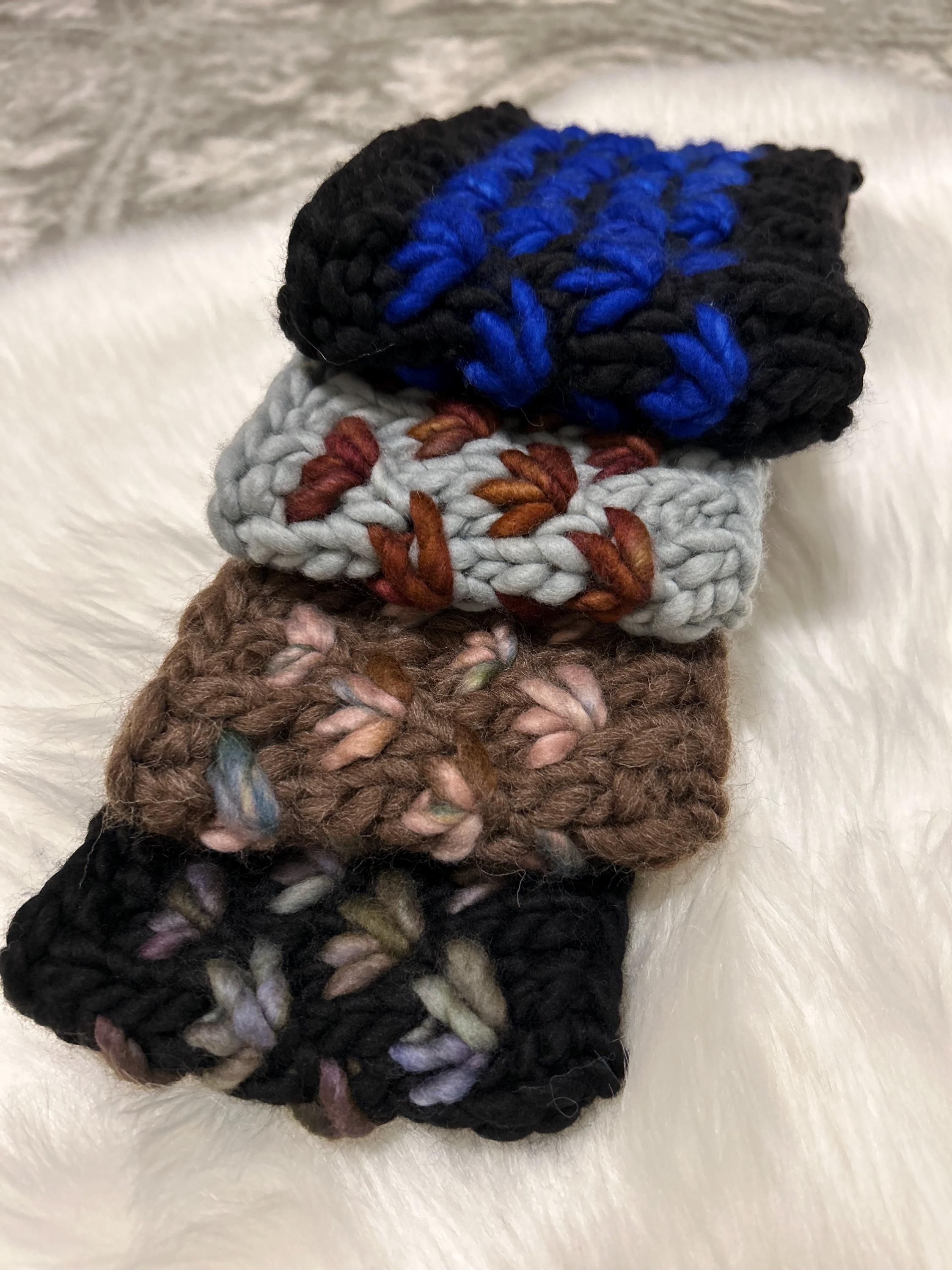 lotus flower headband, earwarmer, merino wool, handmade, handknit, messy bun headband