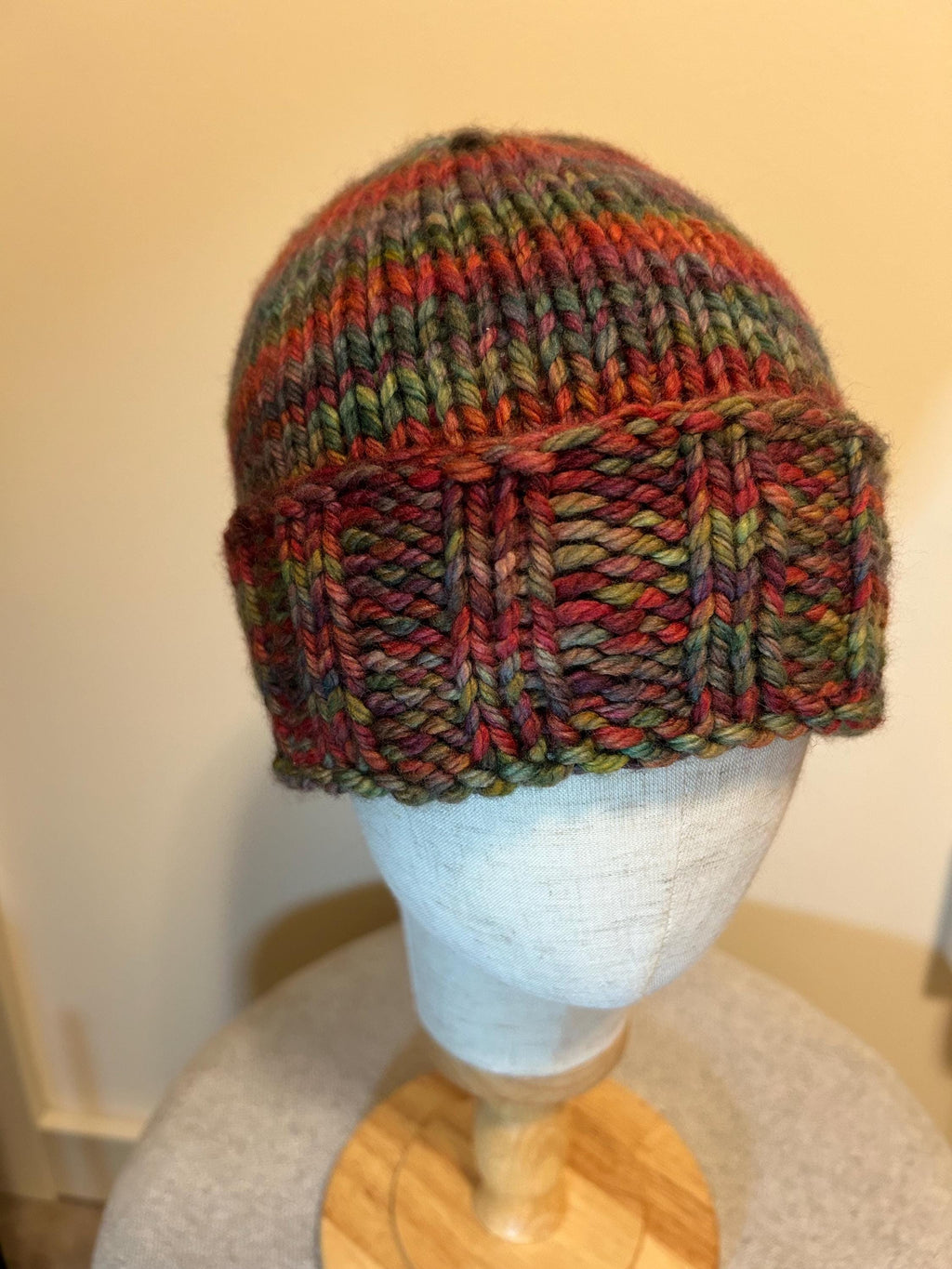 Hand Knit Merino Wool Winter Beanie - Folded Brim