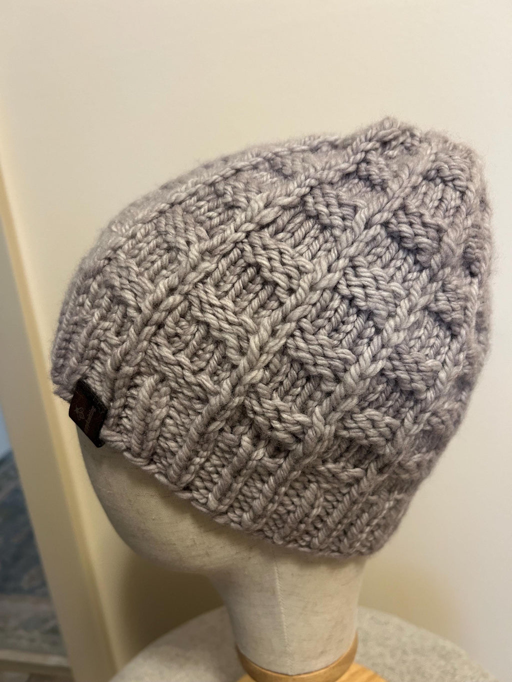 Taupe Textured brim Knit Toque, Adult Hand Knit beanie, neutral colour Beanie, luxury wool, toque for hiking, unisex,