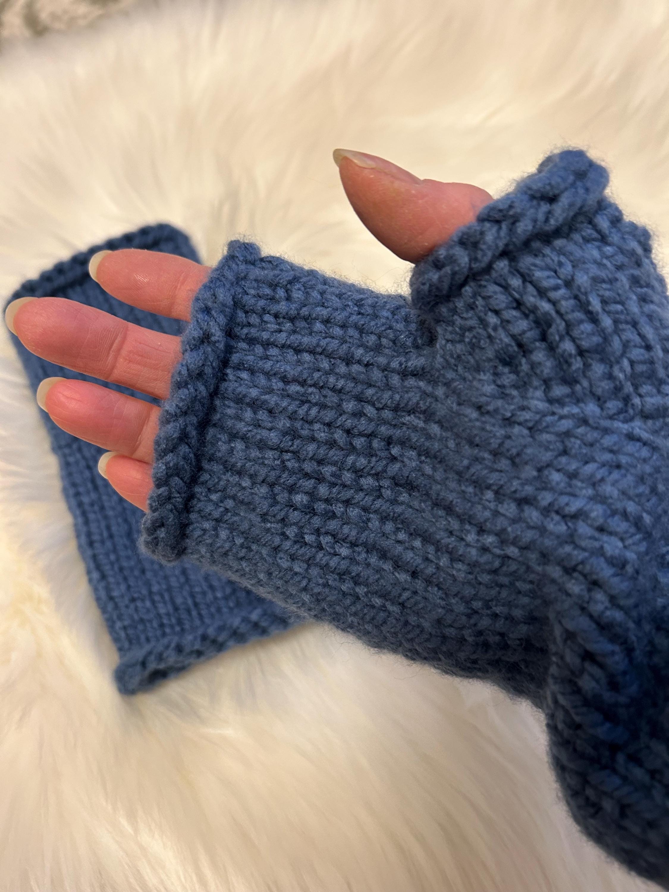 Handknit acrylic Fingerless Mittens: Warm Handmade Gloves