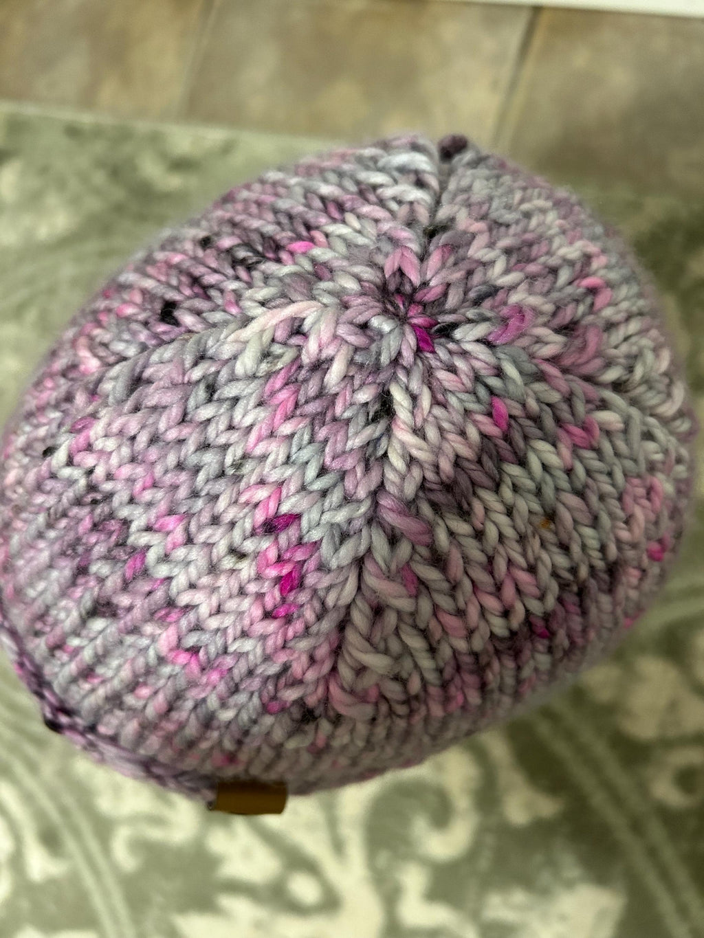 Hand Knit Merino Wool toque: pink Speckled spring Hat