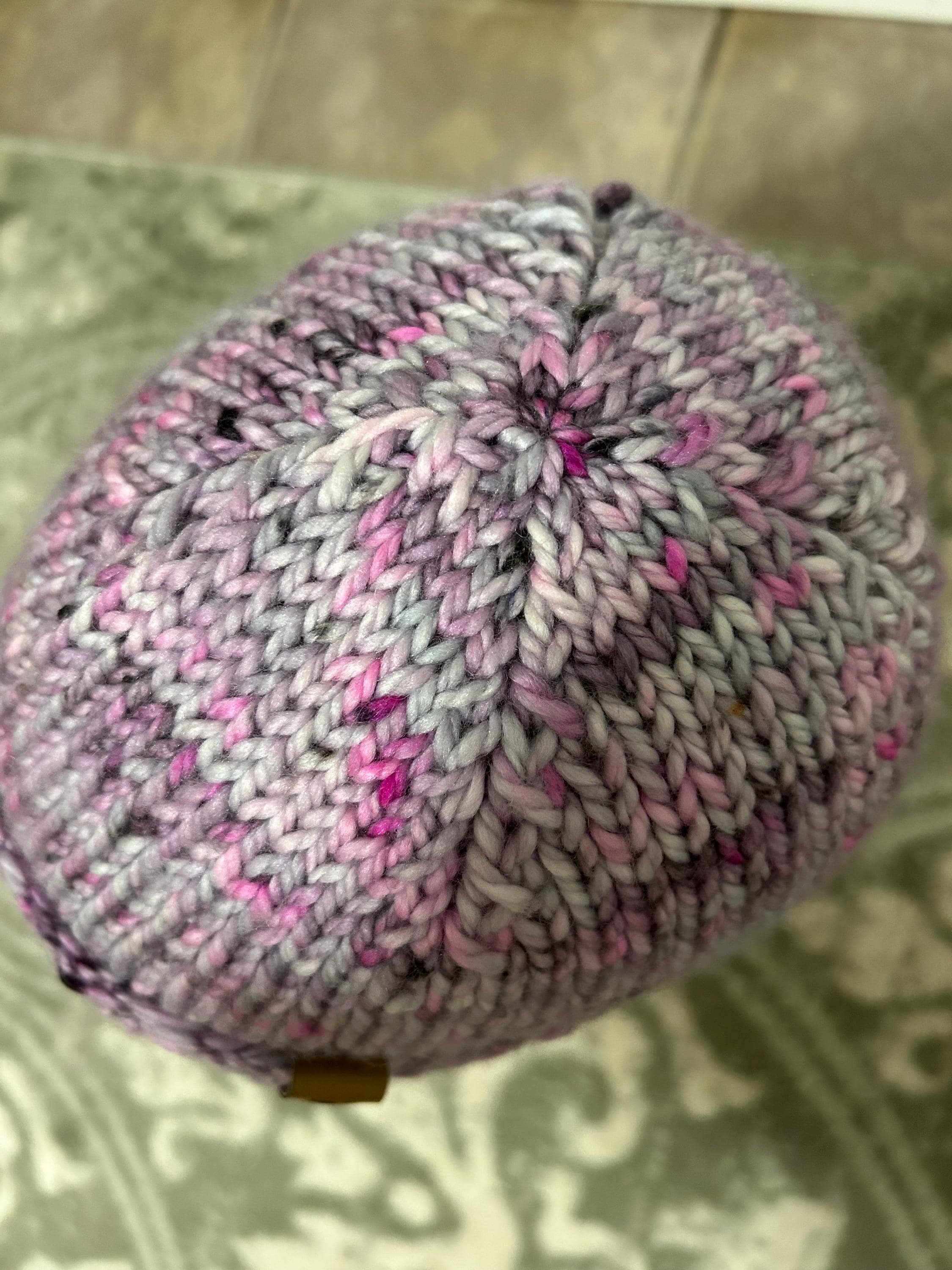 Hand Knit Merino Wool toque: pink Speckled spring Hat