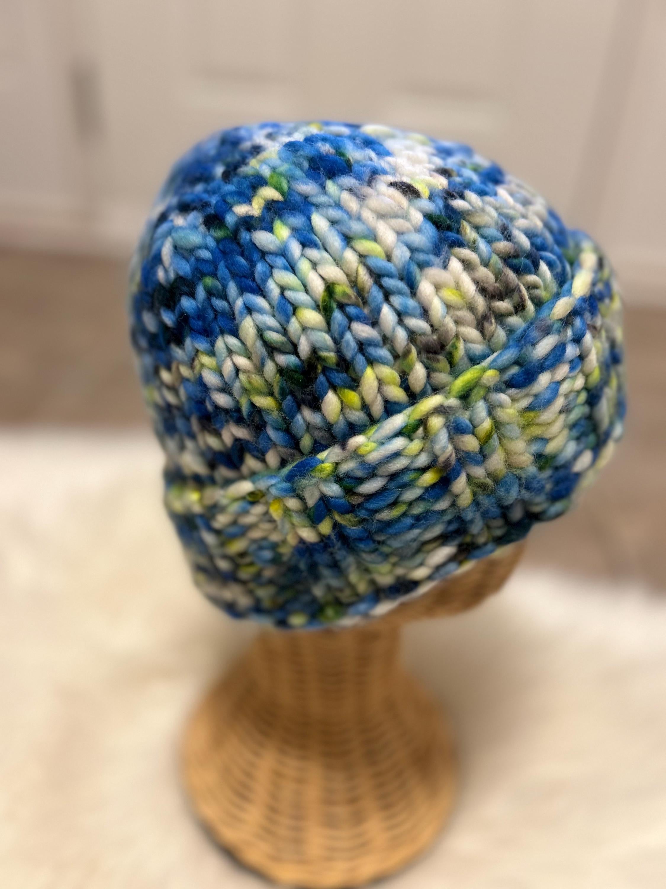 Hand Knit Merino Wool Toque: Chunky Speckled Winter Hat