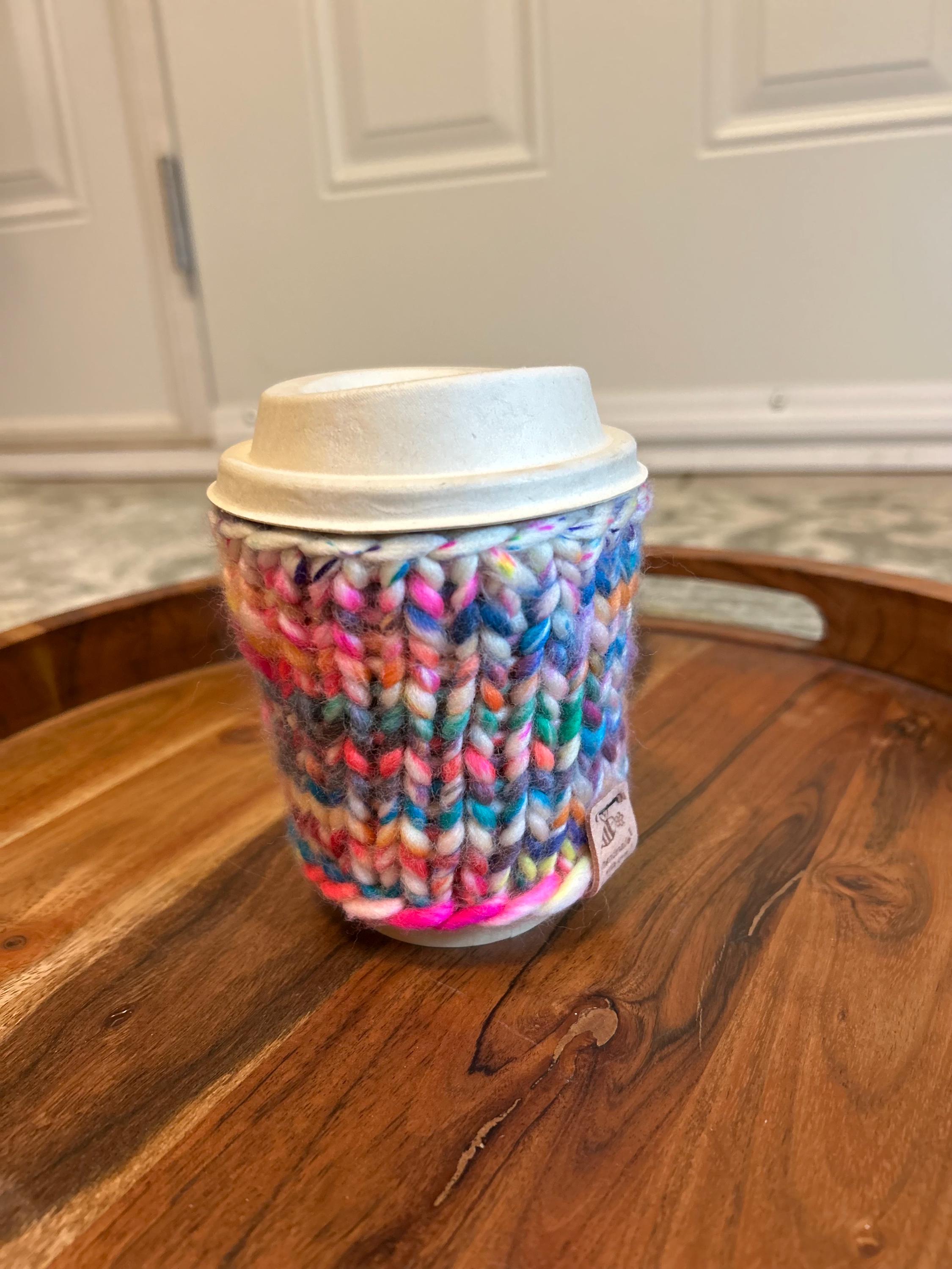 Reusable hot Cup Cozy, wool Coffee Sleeve, Teacher Gift, valentines gift, eco friendly