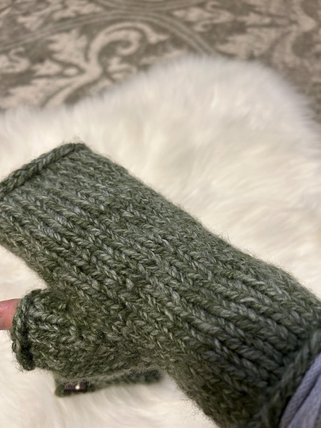 Handknit acrylic Fingerless Mittens: Warm Handmade Gloves