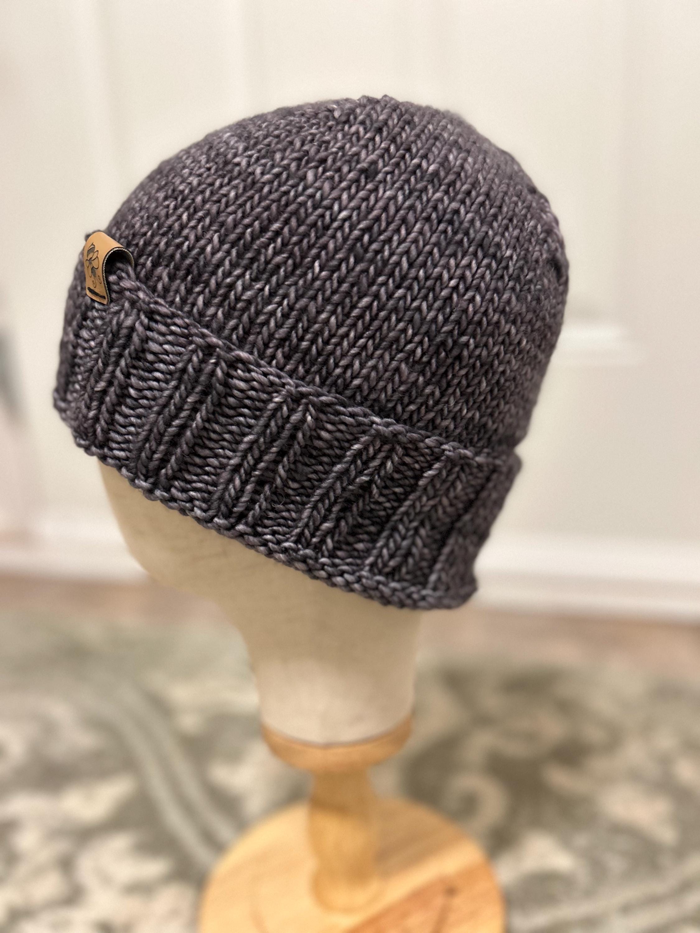 Hand Knit Merino Wool Winter Beanie - Folded Brim
