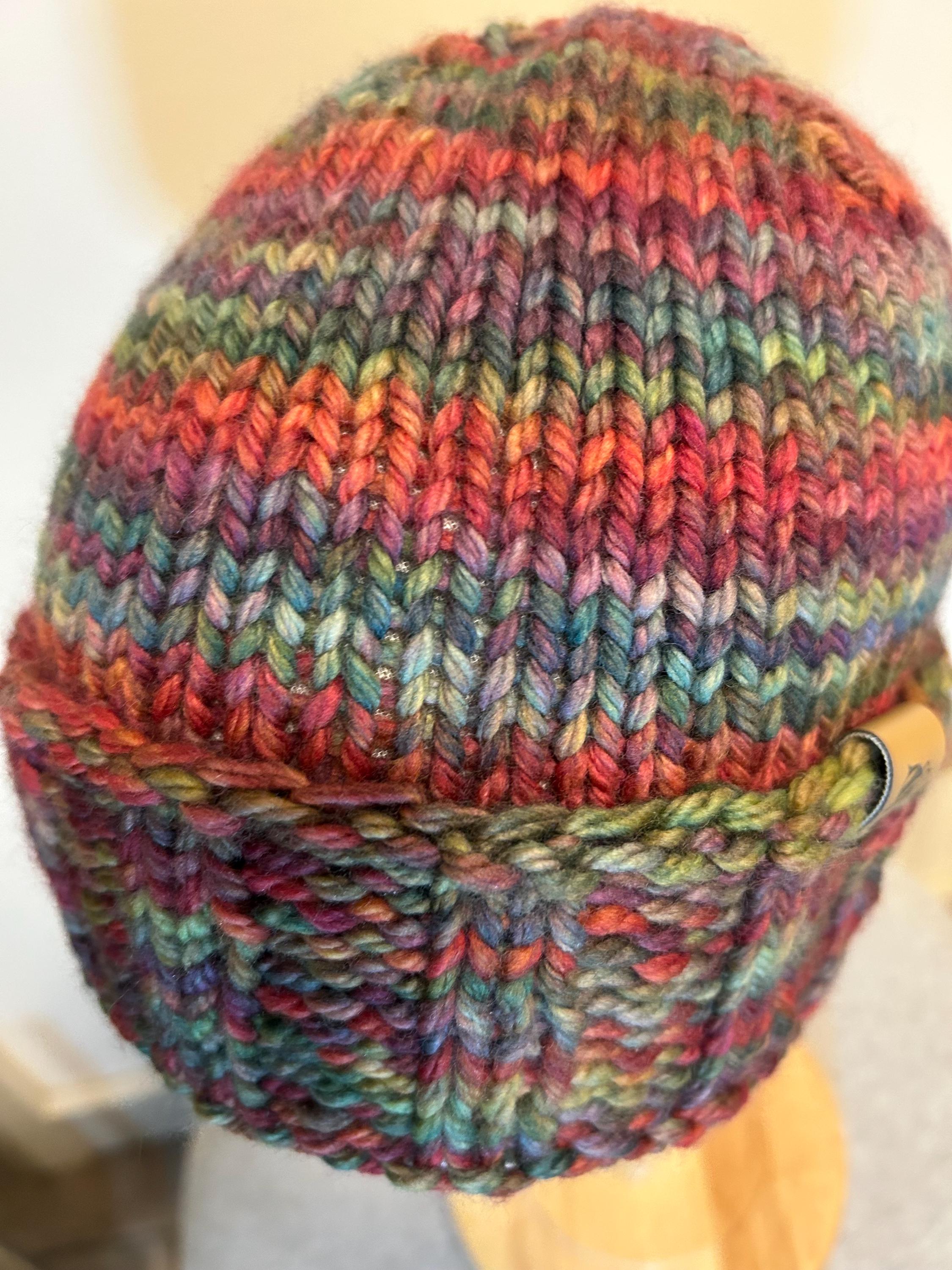 Hand Knit Merino Wool Winter Beanie - Folded Brim
