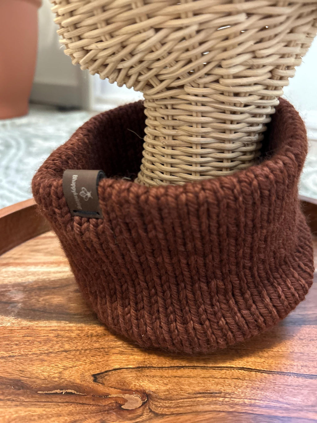 Hand knit merino wool headband - Double duty design