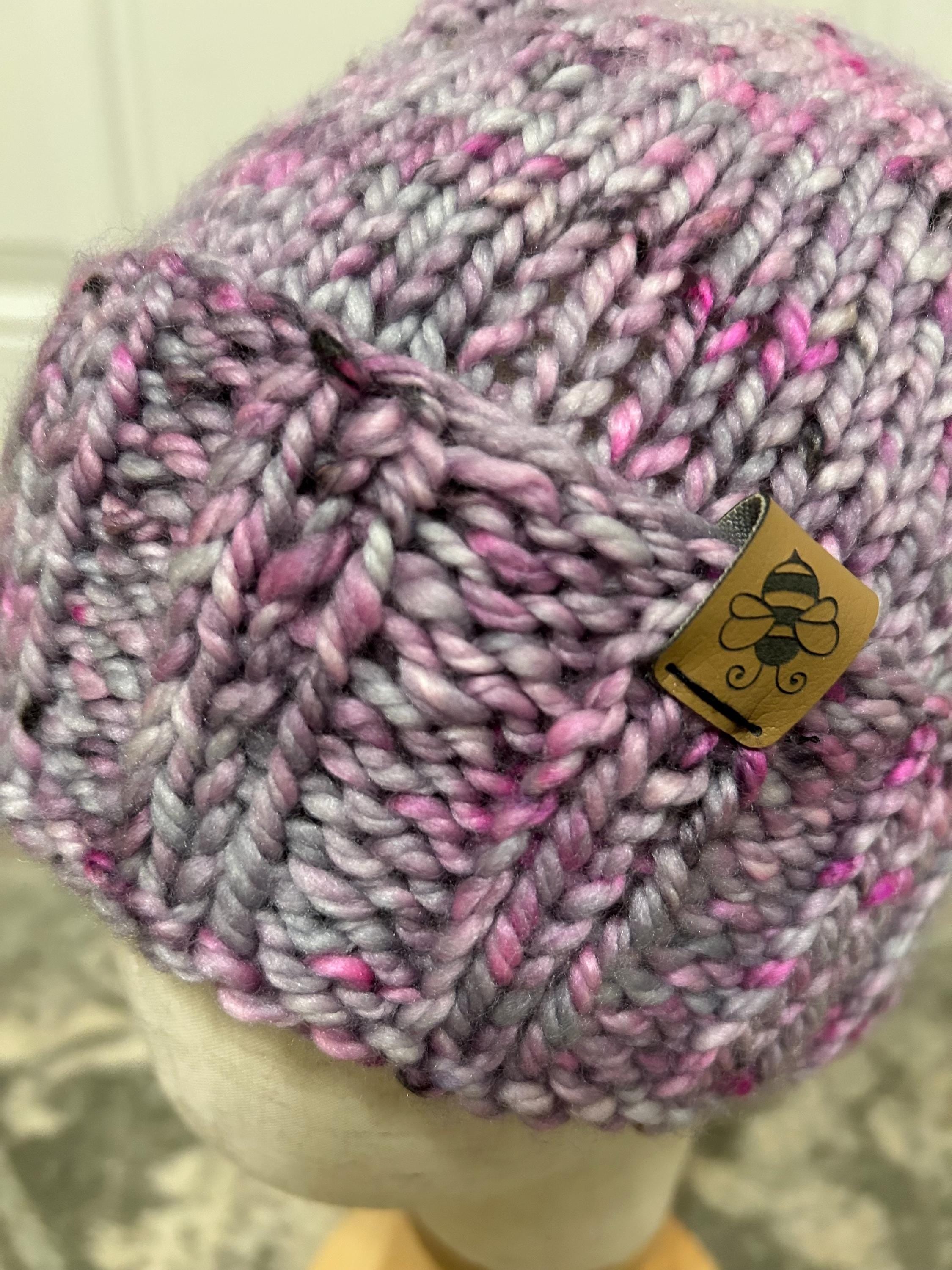 Hand Knit Merino Wool toque: pink Speckled spring Hat