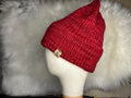 Hand Knit Merino Wool Beanie: Double Brim Red Toque, Cozy Warm Winter Hat