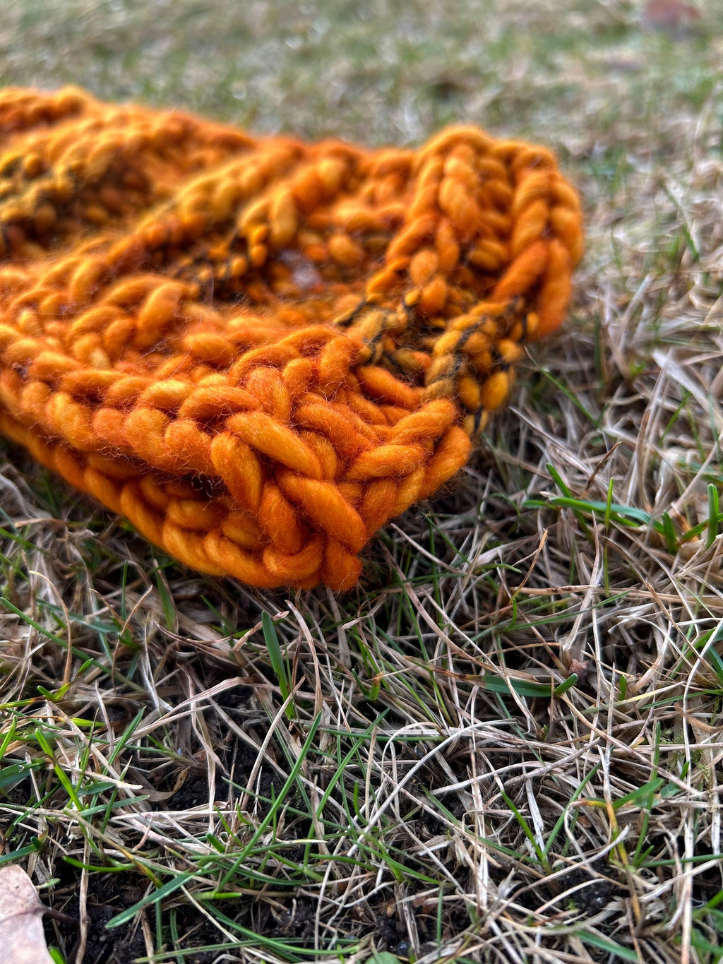 Adult size headband, Handknit, orange colour, Winterwear, messy bun, wool, winter accessory