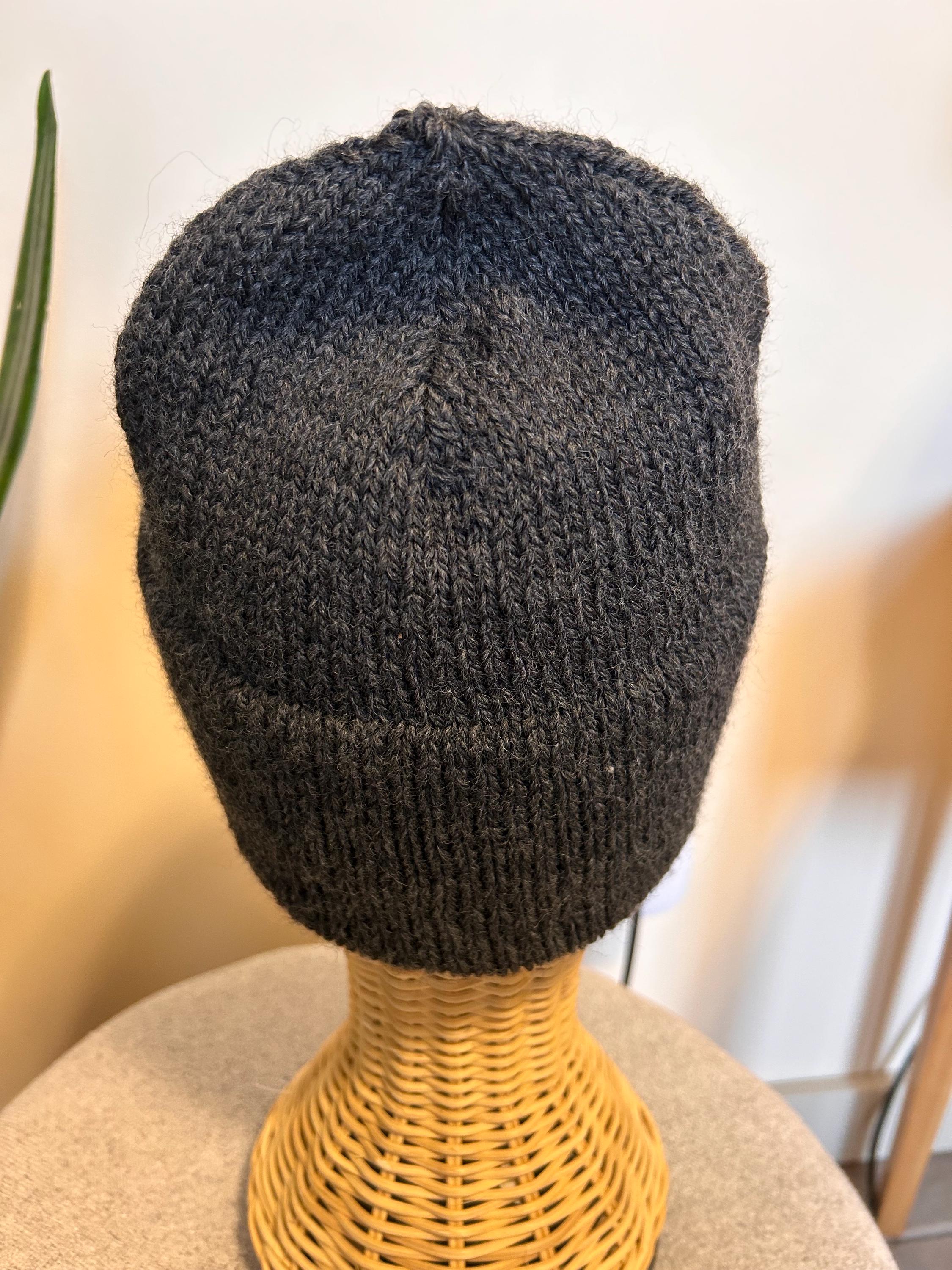 Hand Knit Tweed Wool Beanie: Double Brim Highland Wool Toque