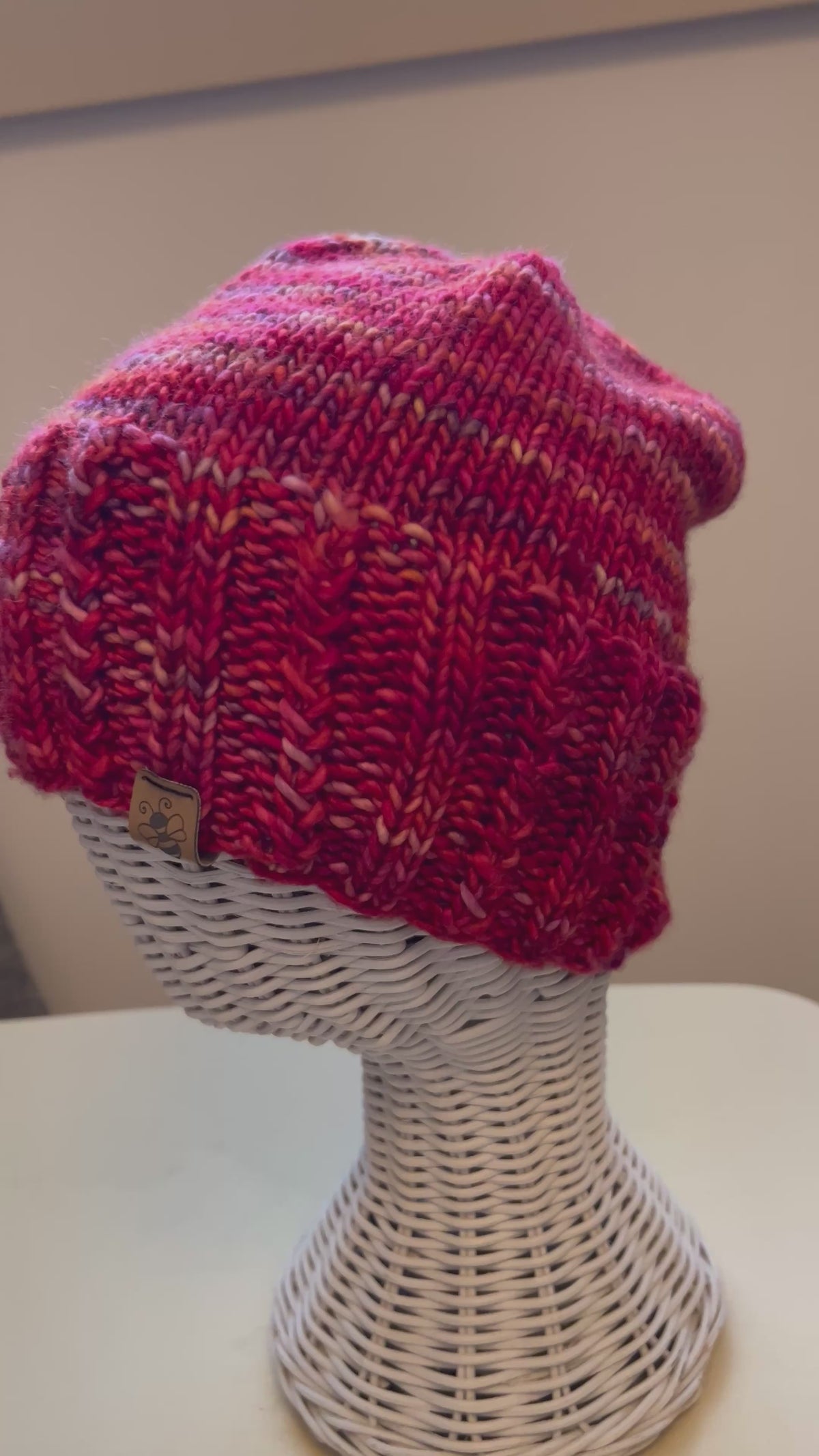 Handknit Merino Slouch Hat | Red Winter Toque